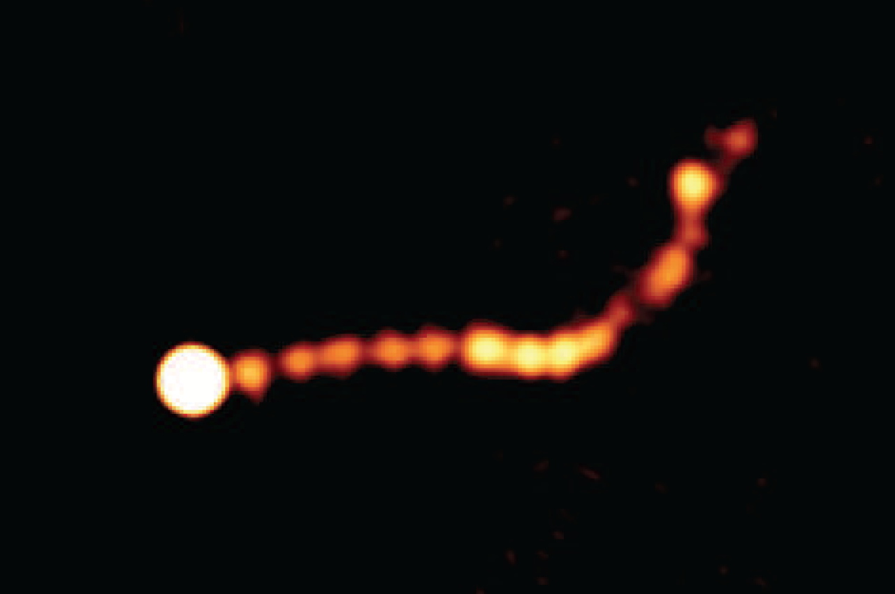 Galaxy's Giant Black Hole Jet a Cosmic Afterburner